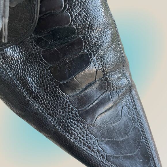 Dolce & Gabbana Pointy Toe Oxford Black Croc Leather Tie Shoes Mens 8.5 US Italy - Picture 9 of 13